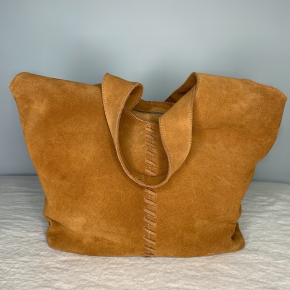SOLD NWOT Boden Tan Suede Stitch Detail Hobo Bag A1141 Large Brown Slouchy Purse - Picture 8 of 16